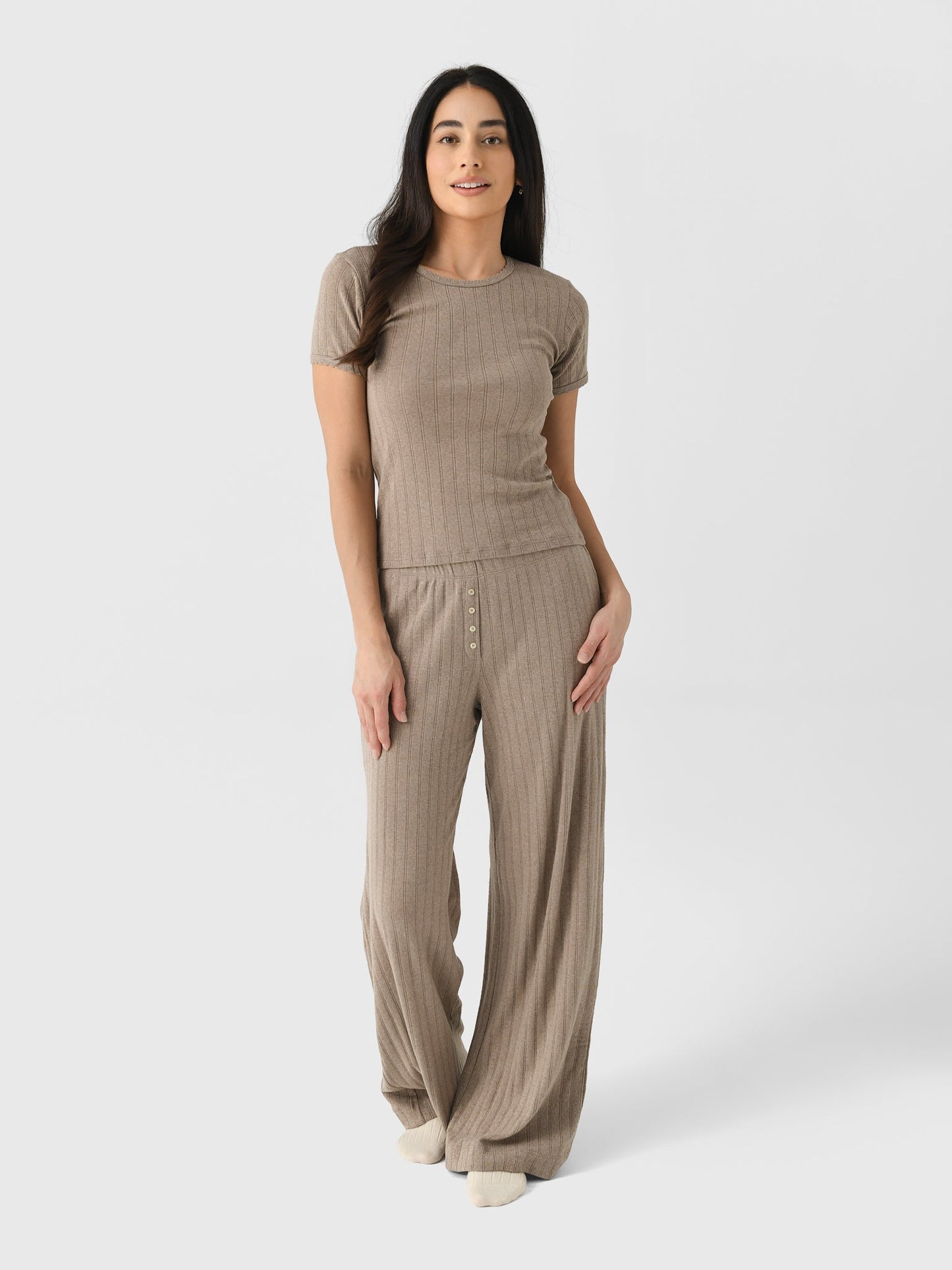 Leset Women's Pointelle Slim Fit Tee