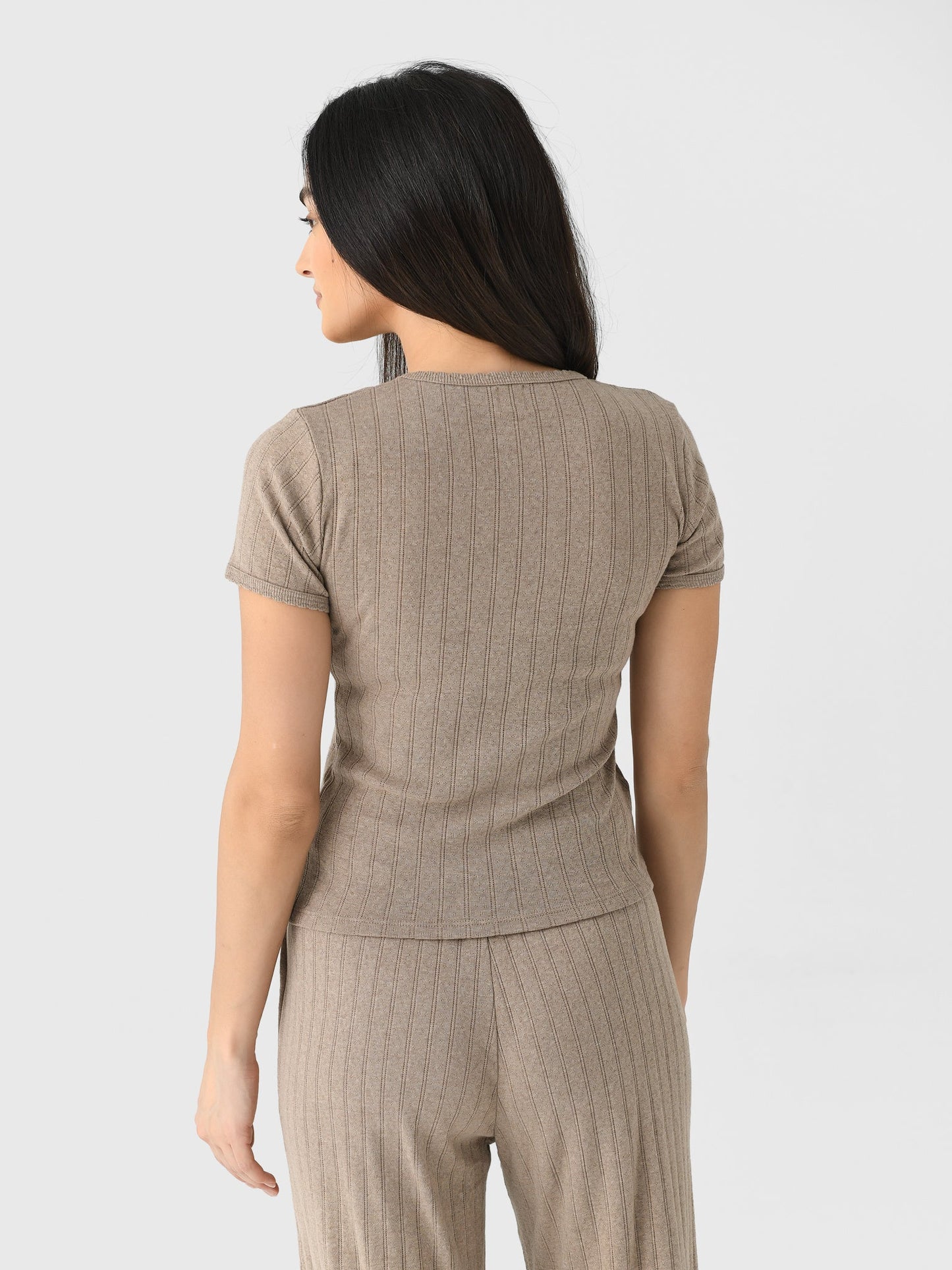 Leset Women's Pointelle Slim Fit Tee