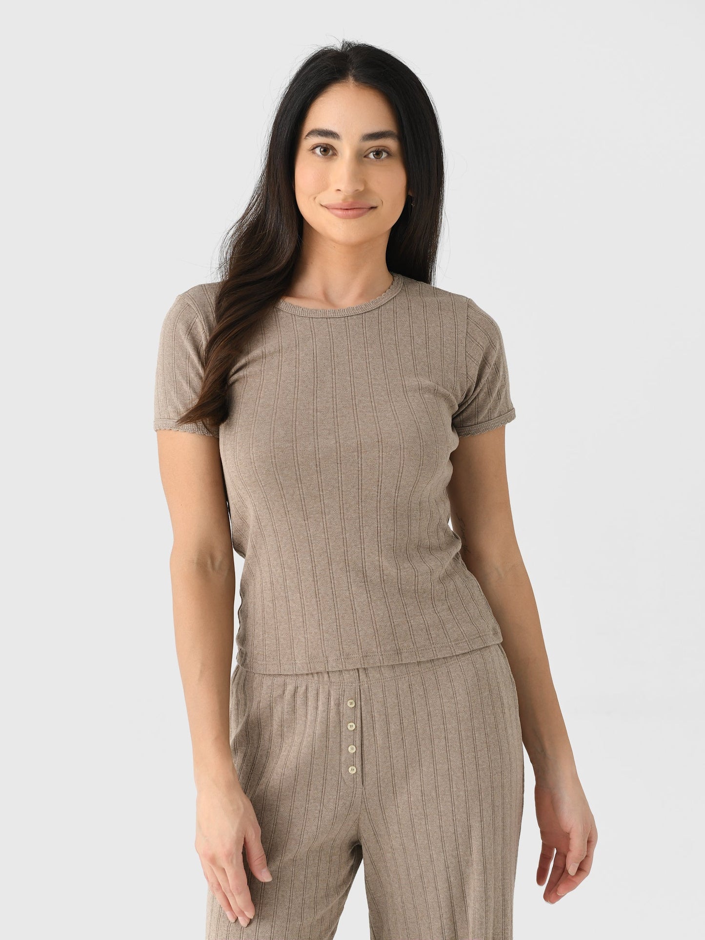 Leset Women's Pointelle Slim Fit Tee