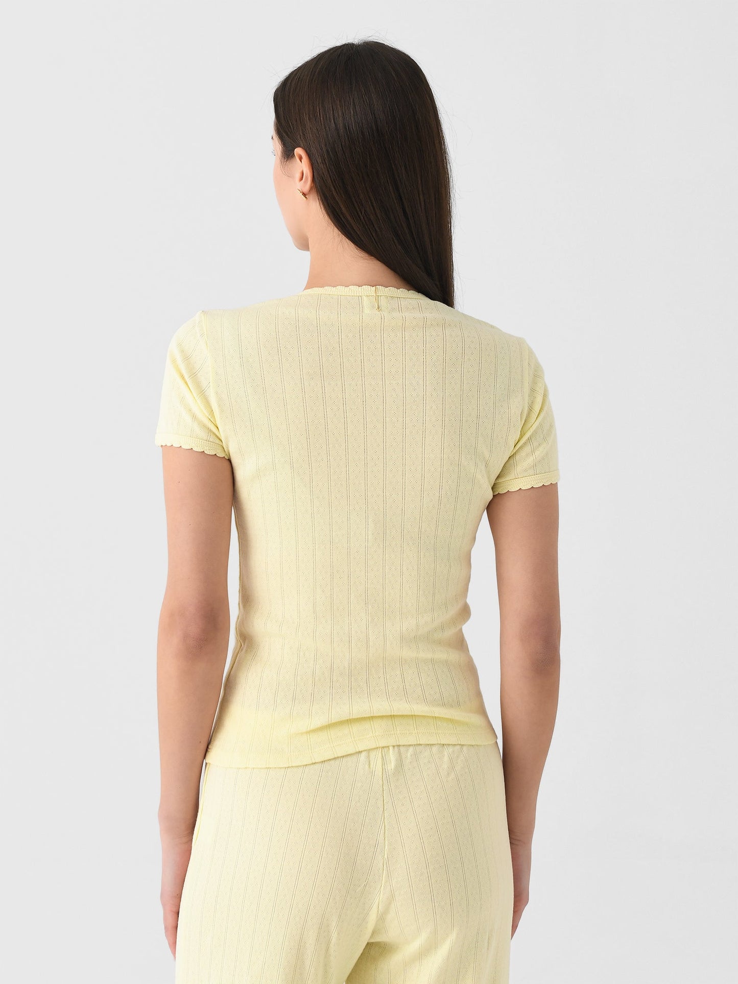 Leset Women's Pointelle Slim Fit Tee