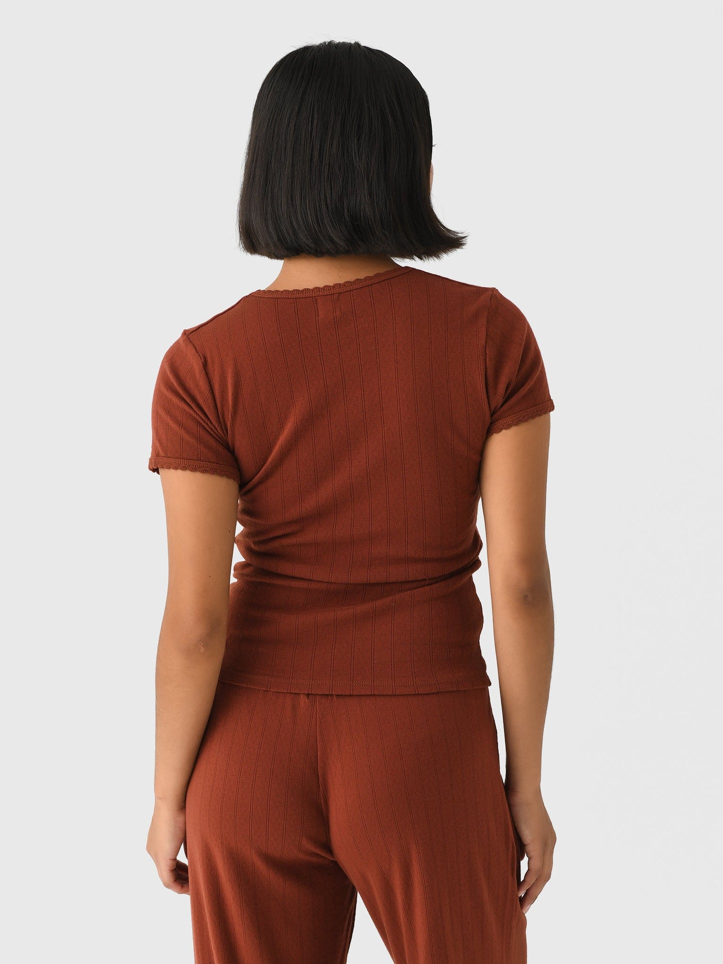 Leset Women's Pointelle Slim Fit Tee