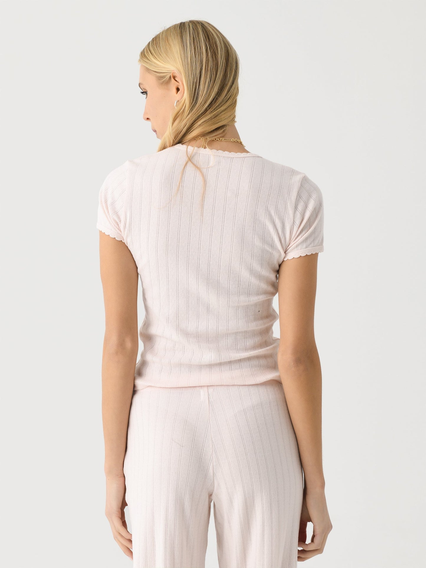Leset Women's Pointelle Slim Fit Tee
