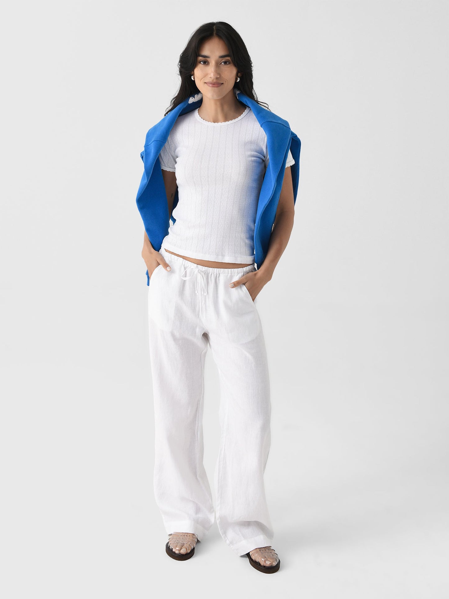 Leset Women's Pointelle Slim Fit Tee