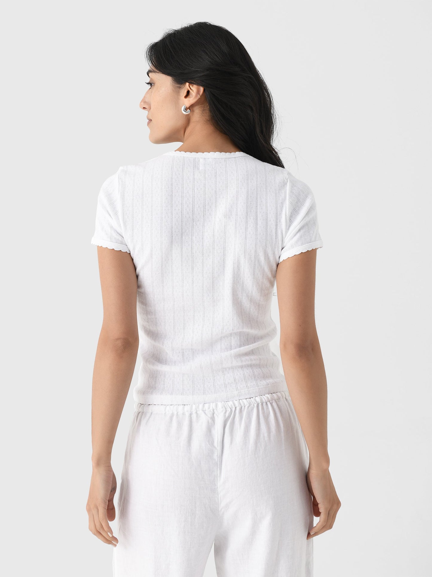 Leset Women's Pointelle Slim Fit Tee