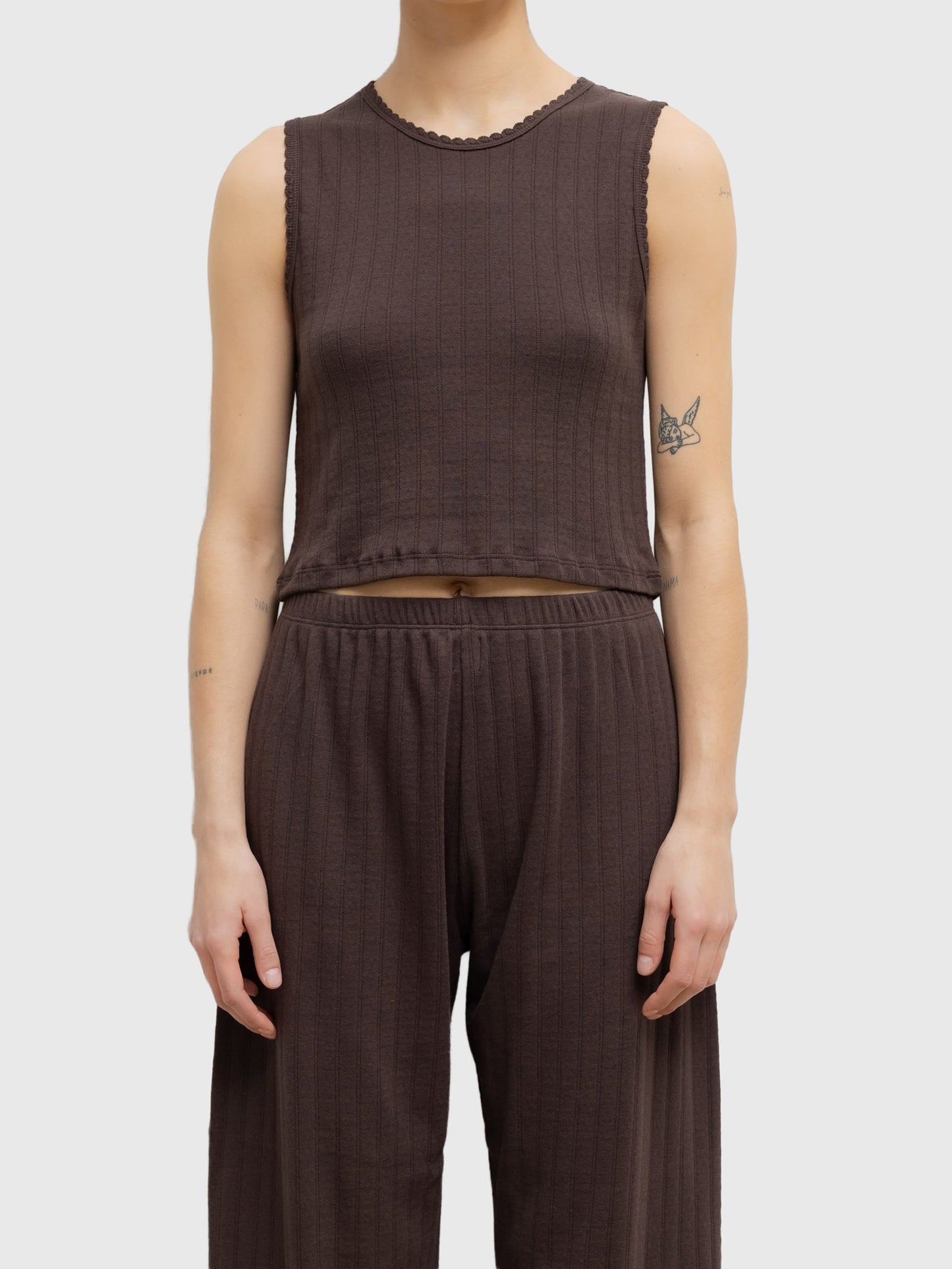 Leset Women's Pointelle Sleeveless Crew