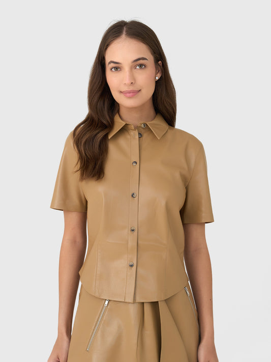 Nanushka Women's Clare Alt-Leather Shirt