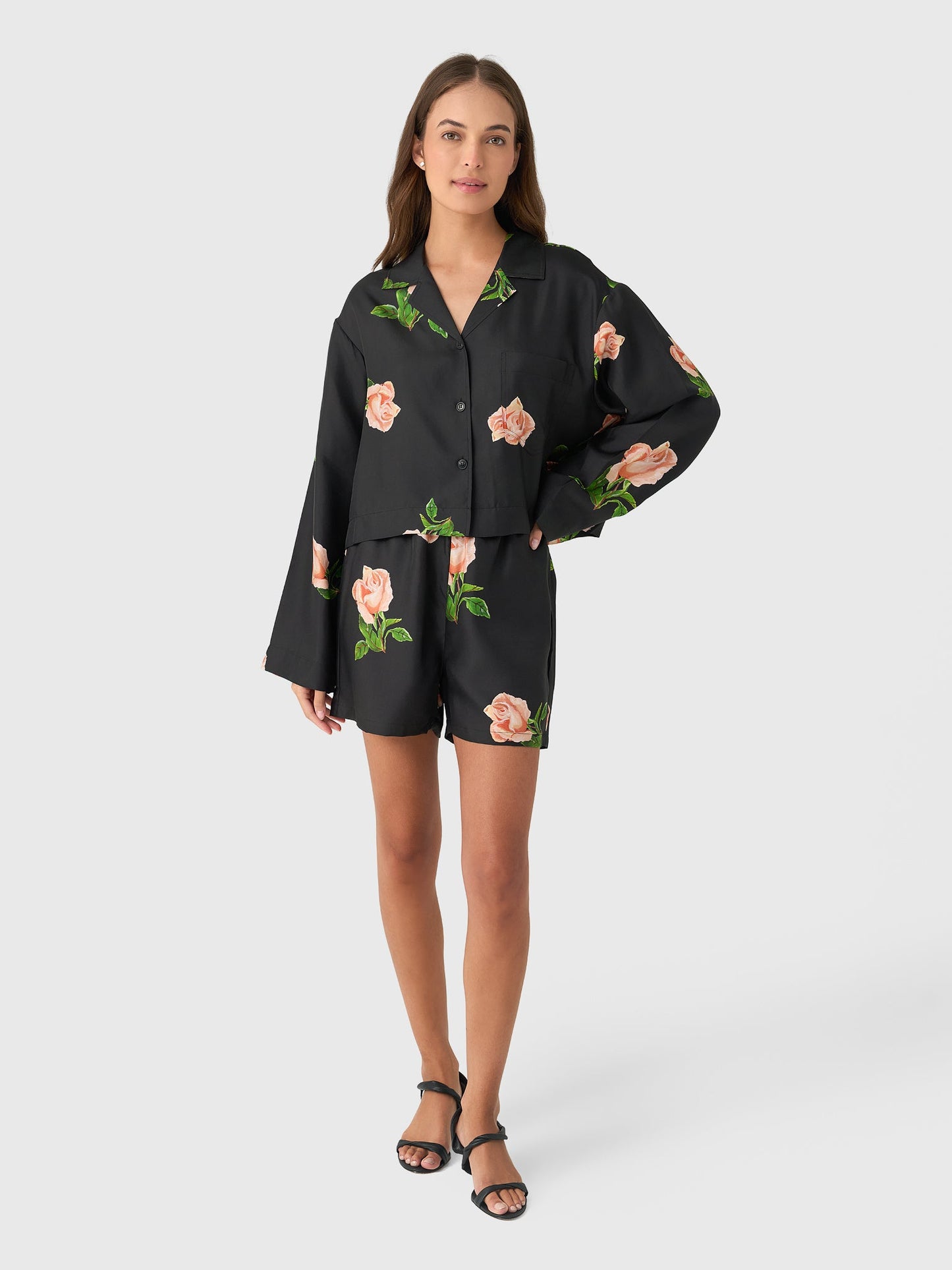 Nanushka Women's Vally Cropped Silk Shirt