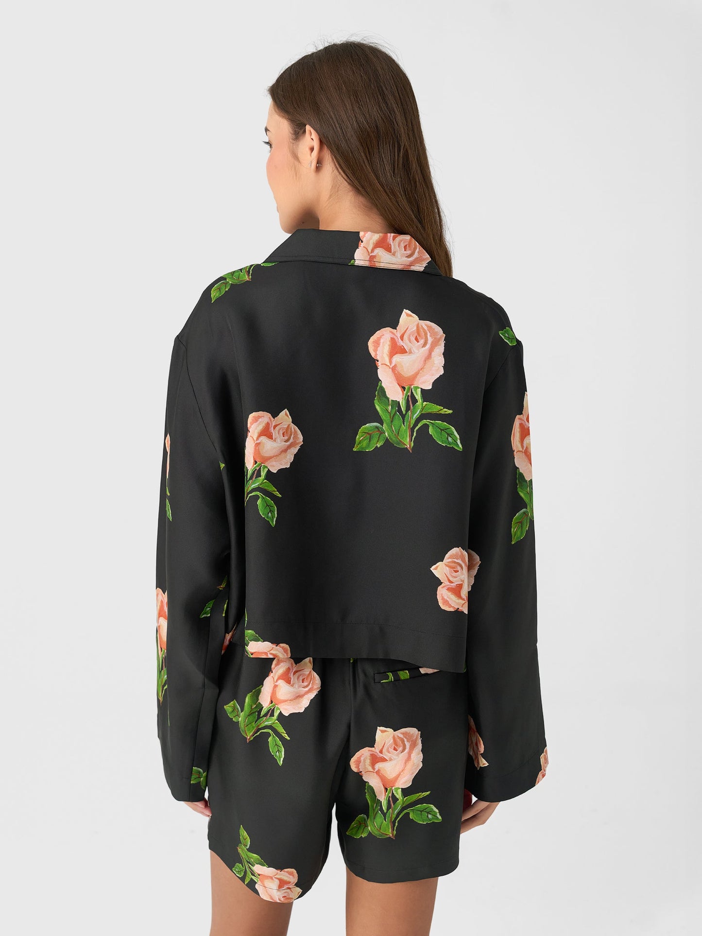 Nanushka Women's Vally Cropped Silk Shirt