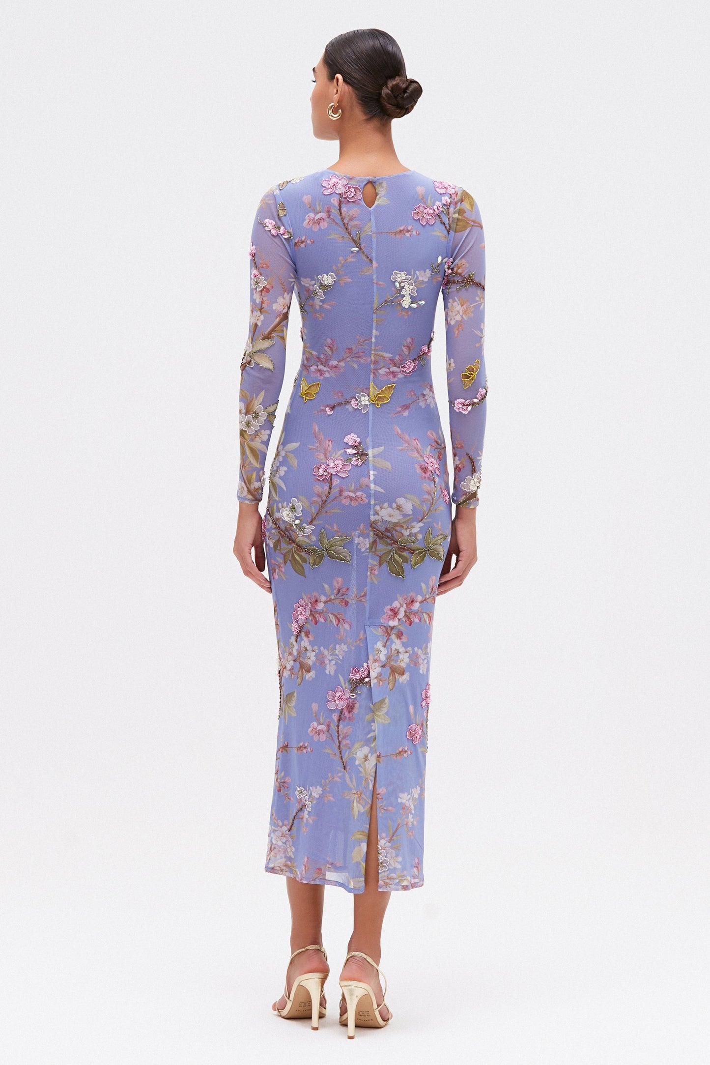 DELICATA EMBROIDERED TULLE MIDI DRESS