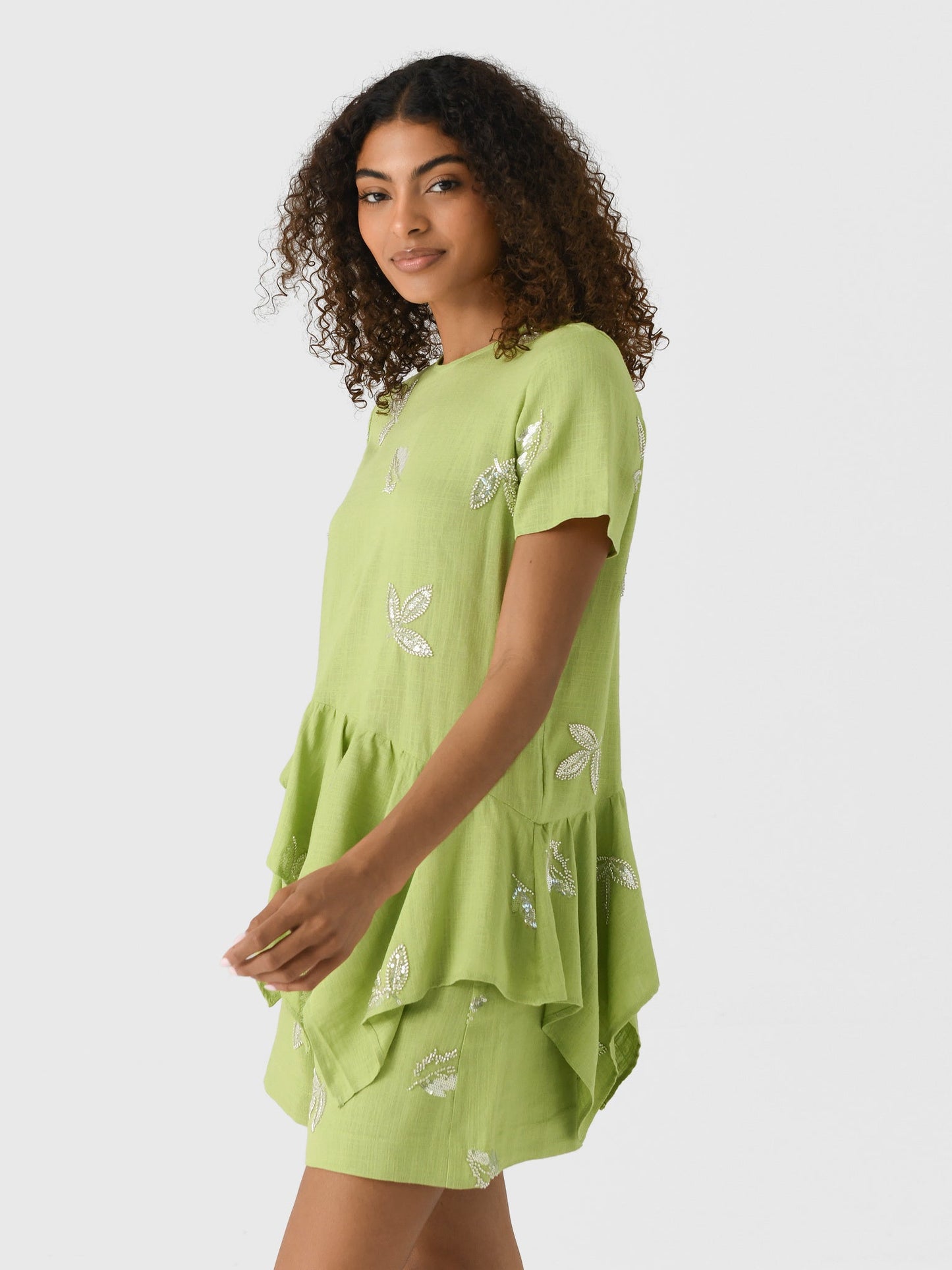 Marques Almeida Women's Linen Cap Sleeve Embroidered Sequin Top