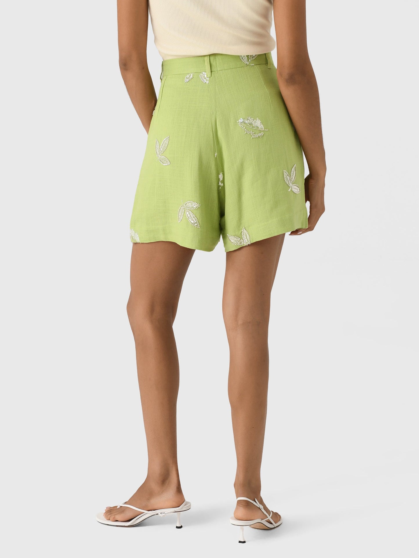 Marques Almeida Women's Linen Embroidered Sequin Short