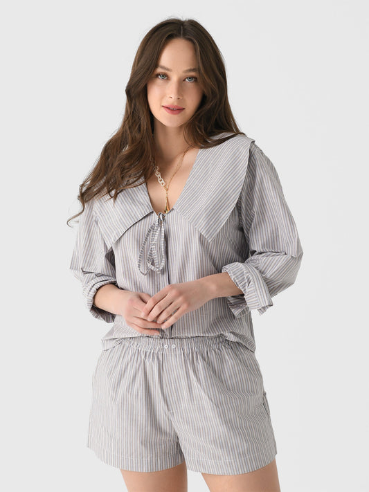 Deiji Studios Women's Collared Tie Shirt