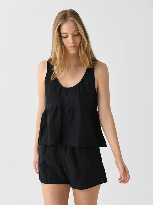 Deiji Studios Women's Gathered Linen Set