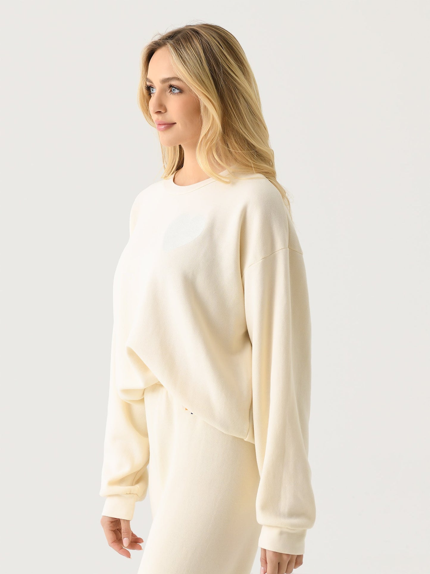 Aviator Nation Women's Glitter Heart Relaxed Crew Sweatshirt