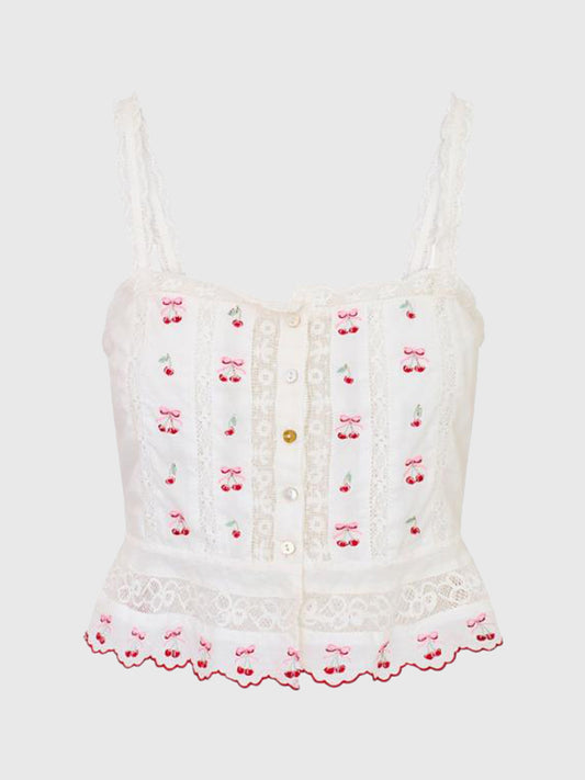 LoveShackFancy Women's Vietta Cotton Cherry Top