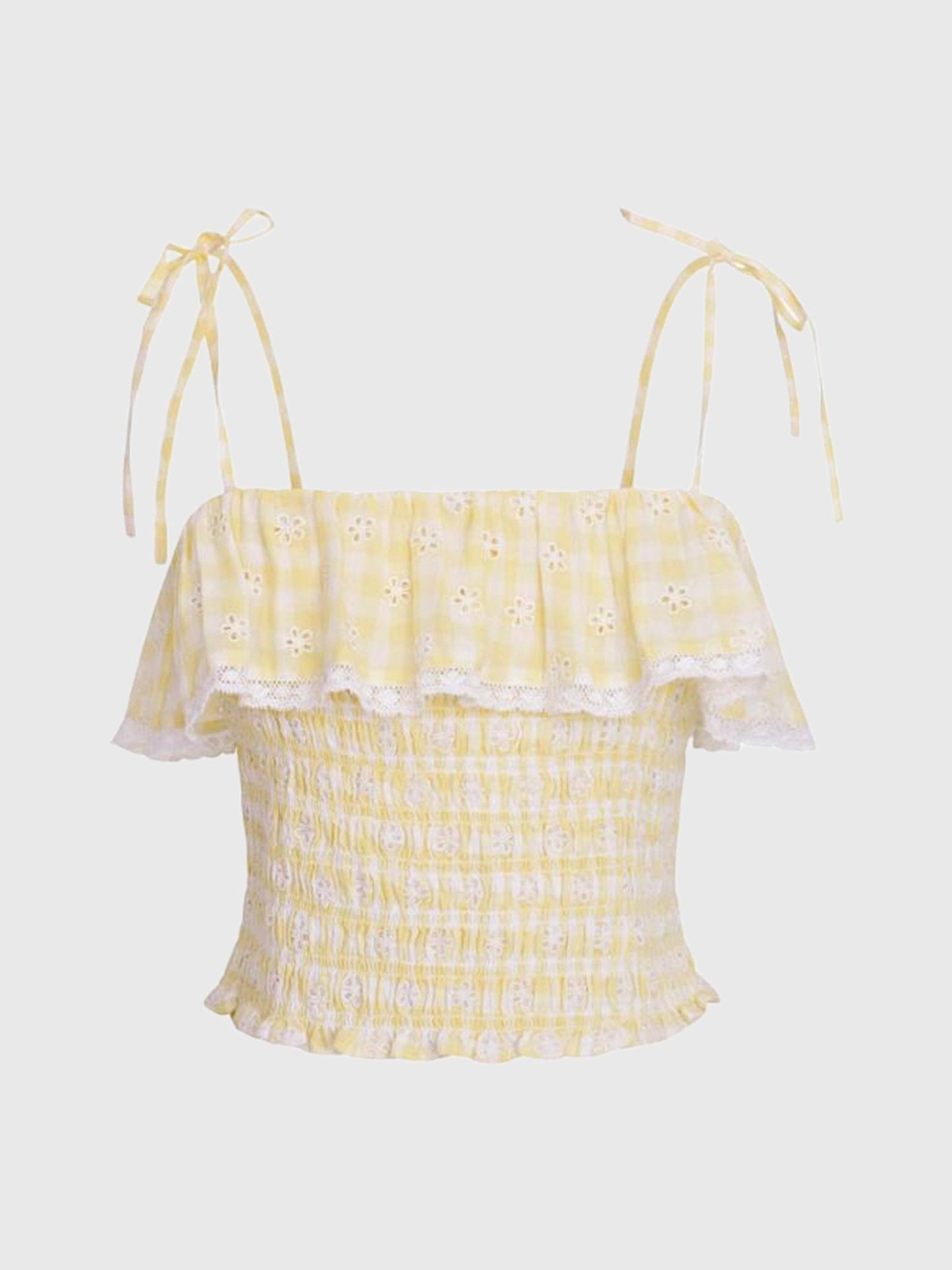 LoveShackFancy Women's Renada Gingham Eyelet Top