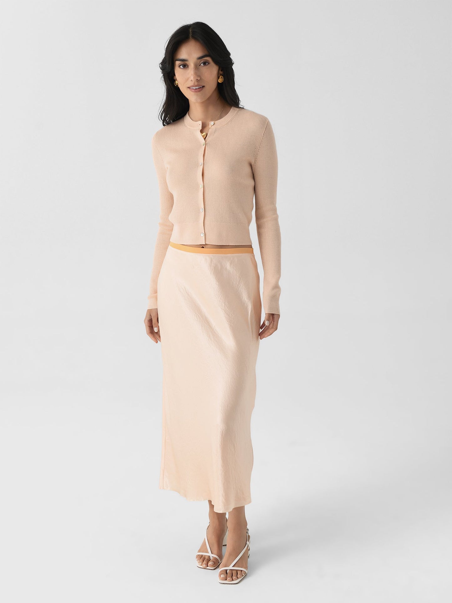 Vince Women's Contrast-Waistband Satin Bias Skirt