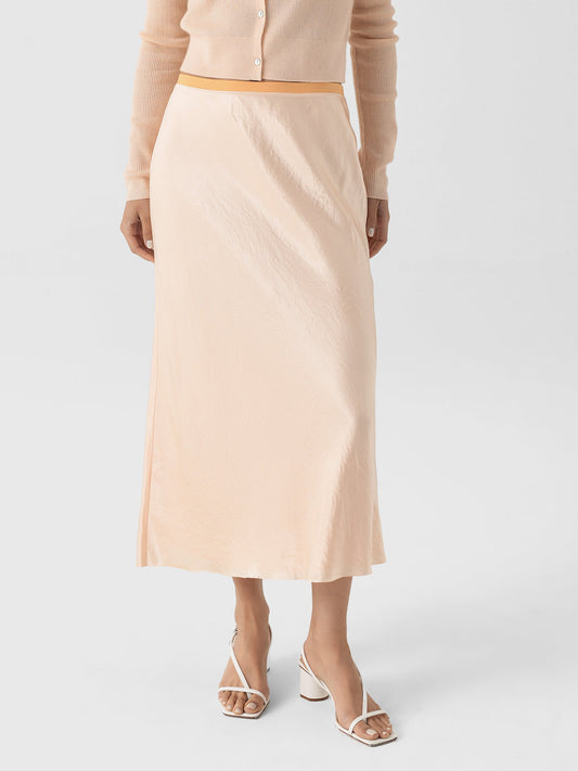 Vince Women's Contrast-Waistband Satin Bias Skirt