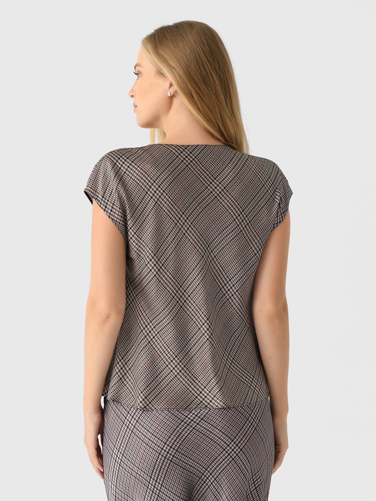 Vince Women's Pressed Plaid Cowl-Neck Blouse