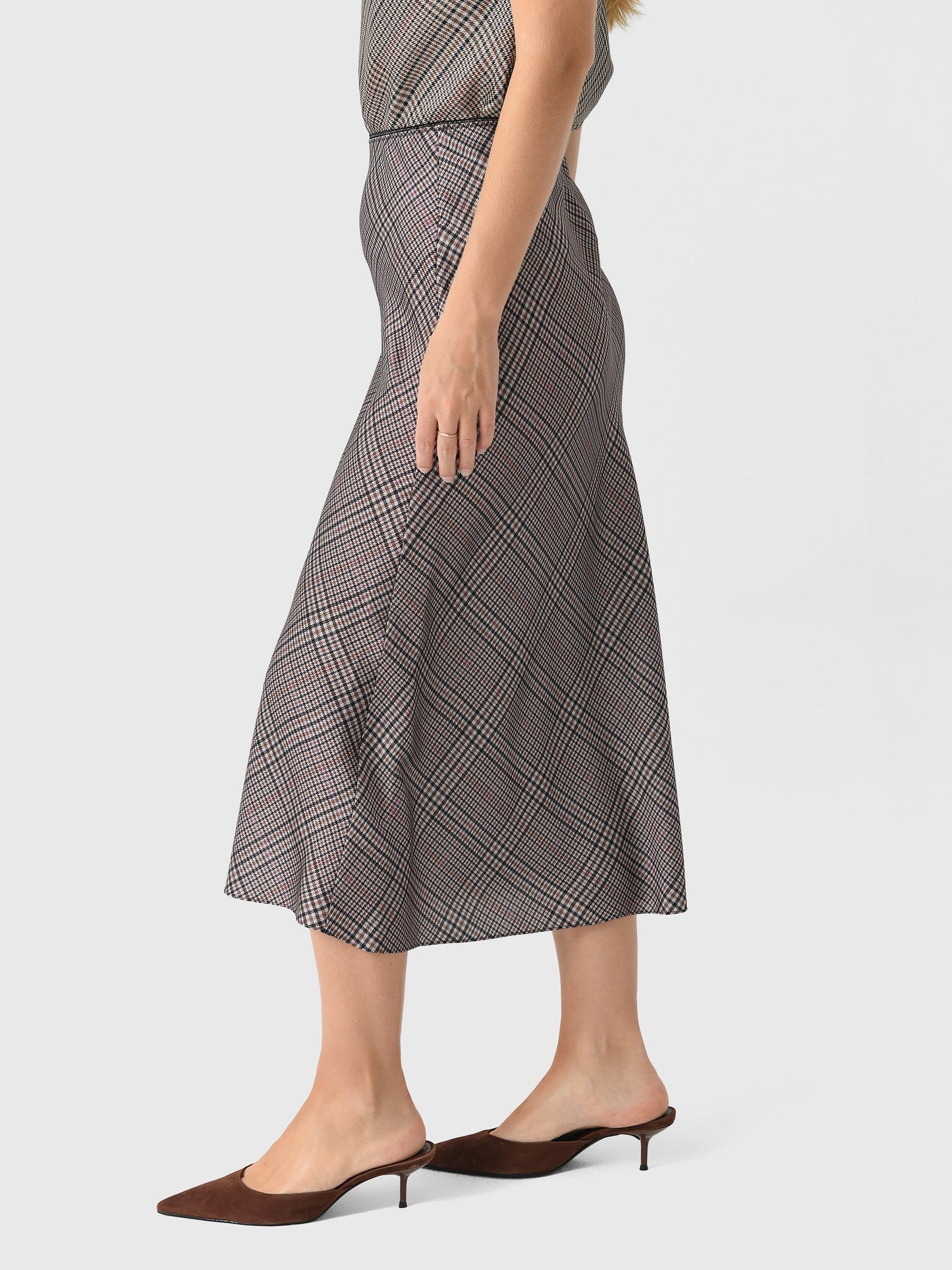 Vince Women's Pressed Plaid Shaped Hem Skirt