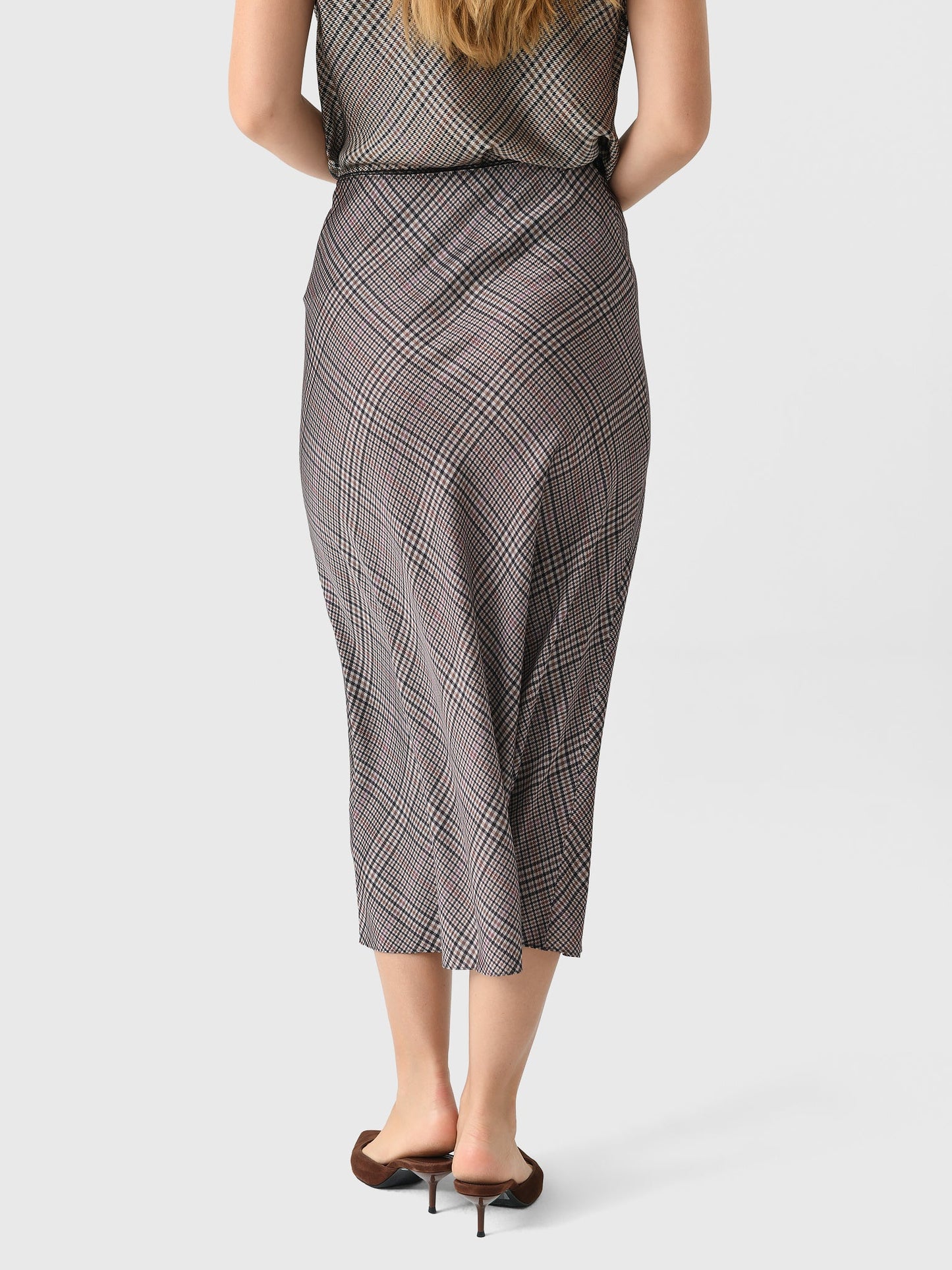 Vince Women's Pressed Plaid Shaped Hem Skirt