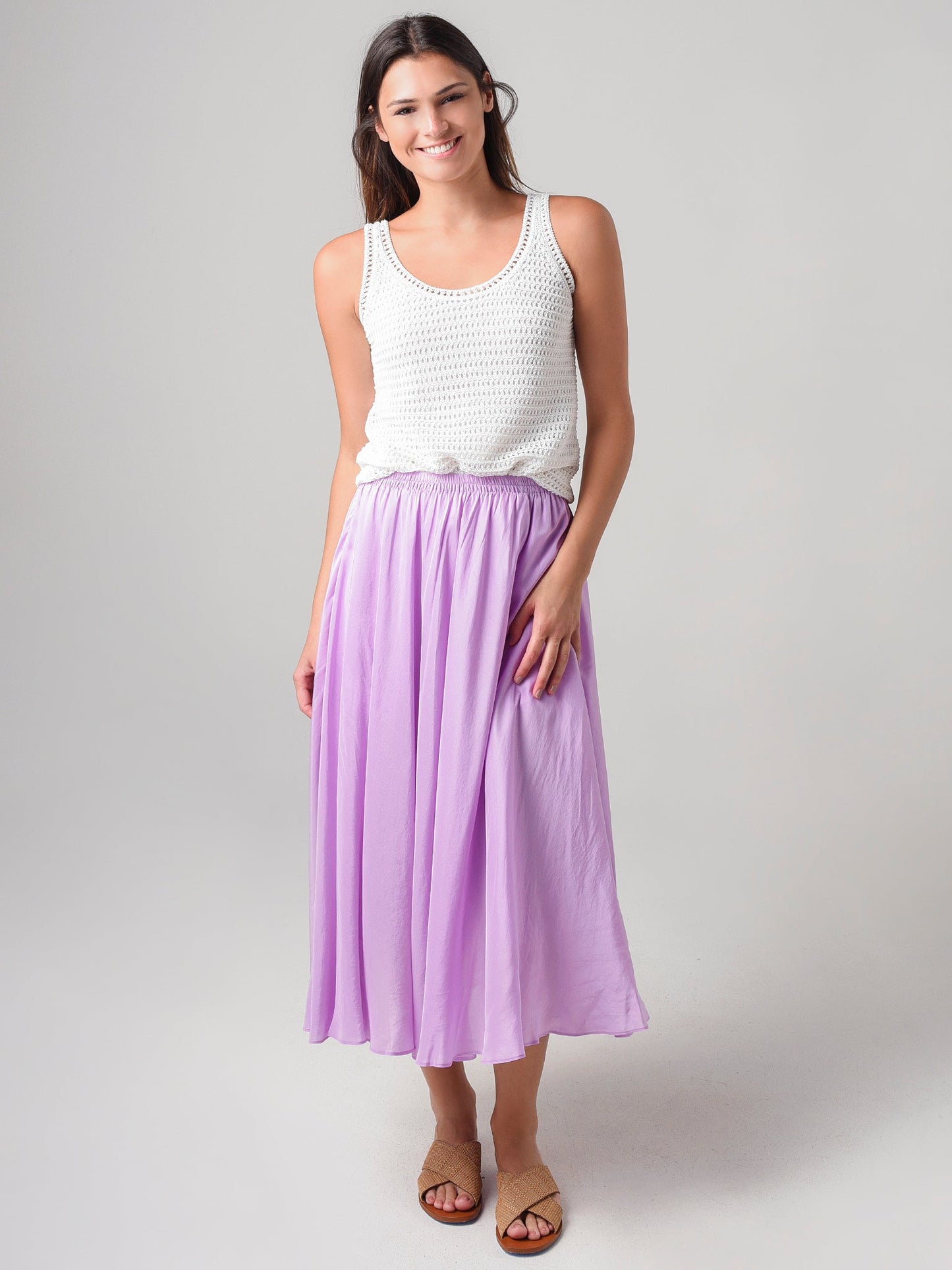 Vince Women's Gathered Silk Habotai Pull-On Skirt
