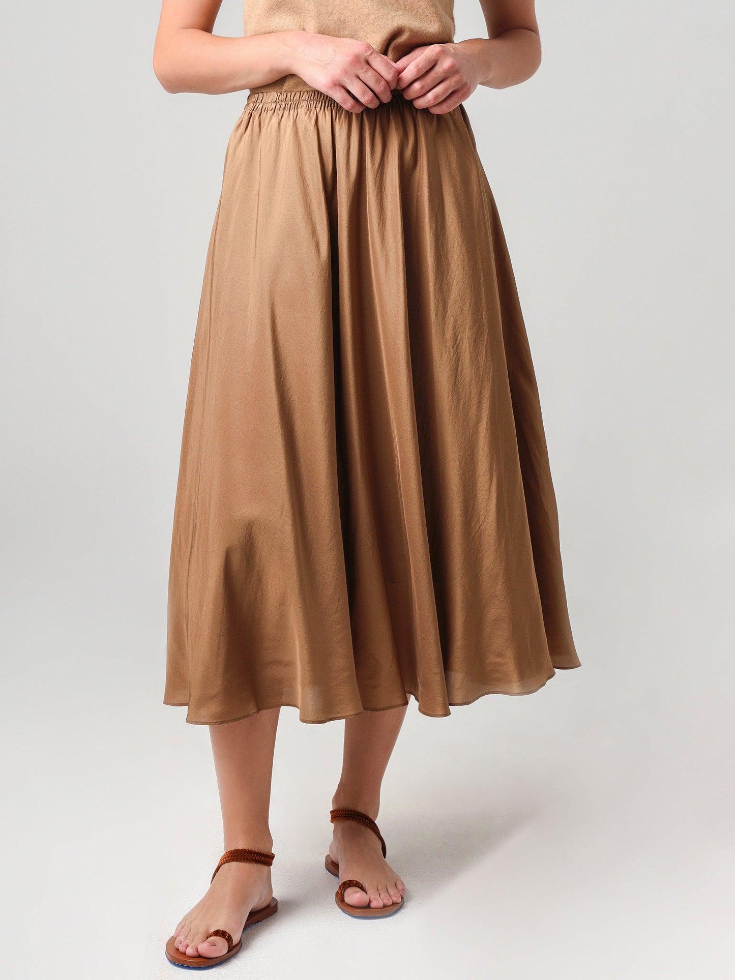 Vince Women's Gathered Silk Habotai Pull-On Skirt