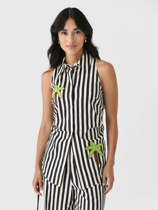 Simon Miller Women's Loch Sleeveless Poplin Button-Down Shirt