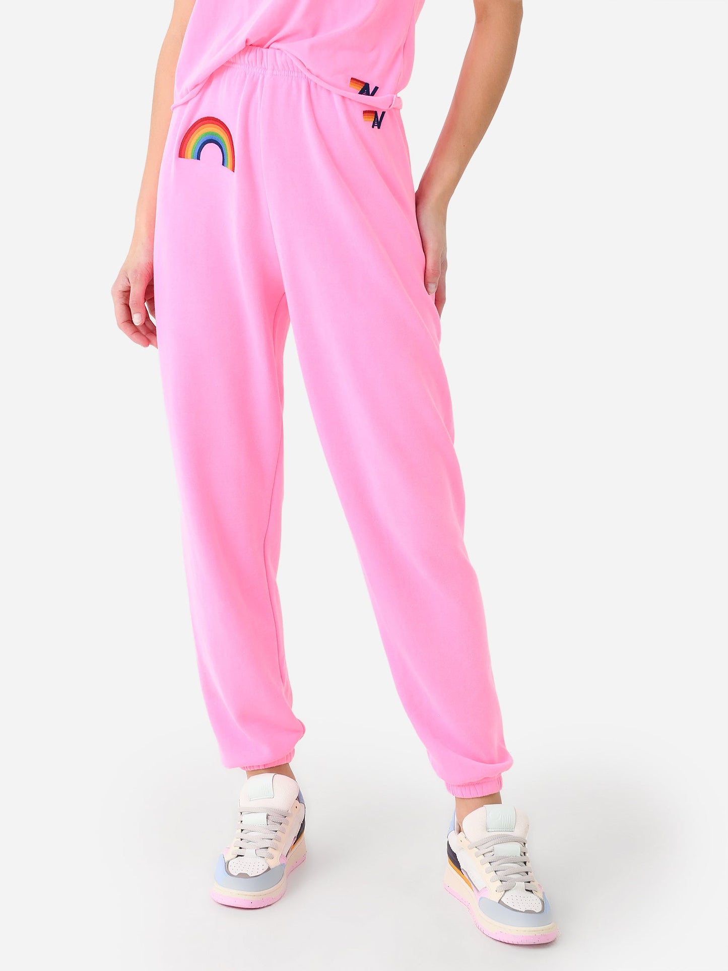 Aviator Nation Women's Rainbow Embroidery Sweatpant
