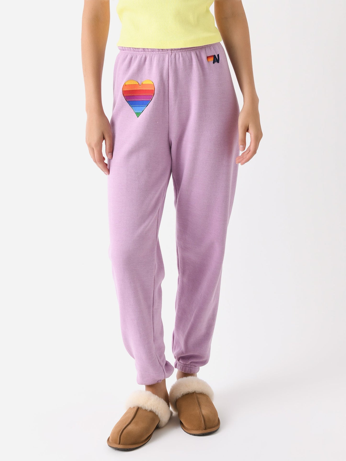 Aviator Nation Women's Rainbow Heart Stitch Sweatpant