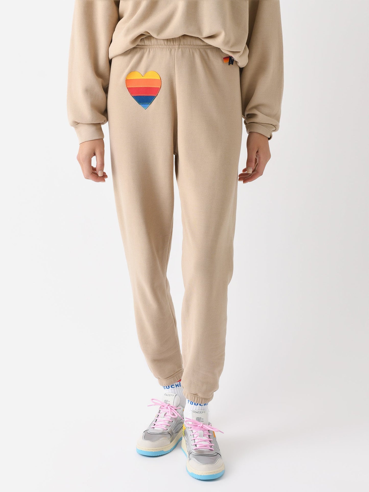 Aviator Nation Women's Rainbow Heart Stitch Sweatpant