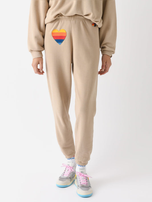 Aviator Nation Women's Rainbow Heart Stitch Sweatpant