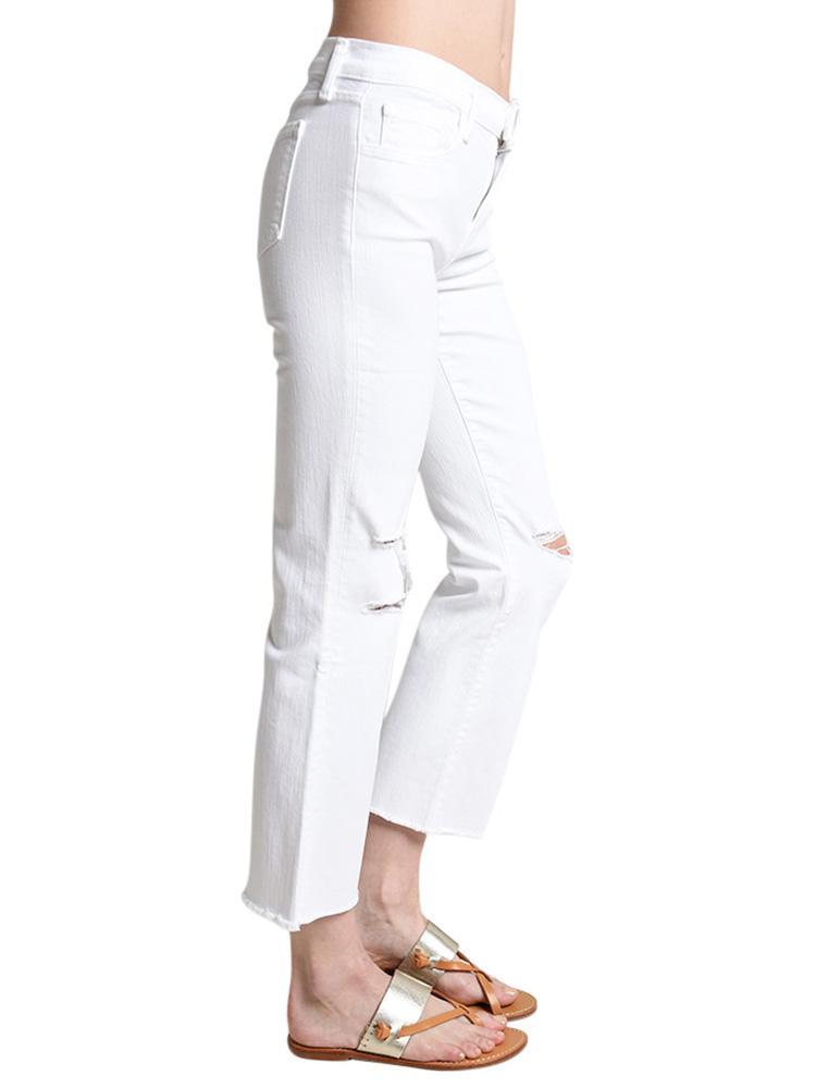 J Brand Women's Selena Mid Rise Crop Bootcut Raw Hem Jeans