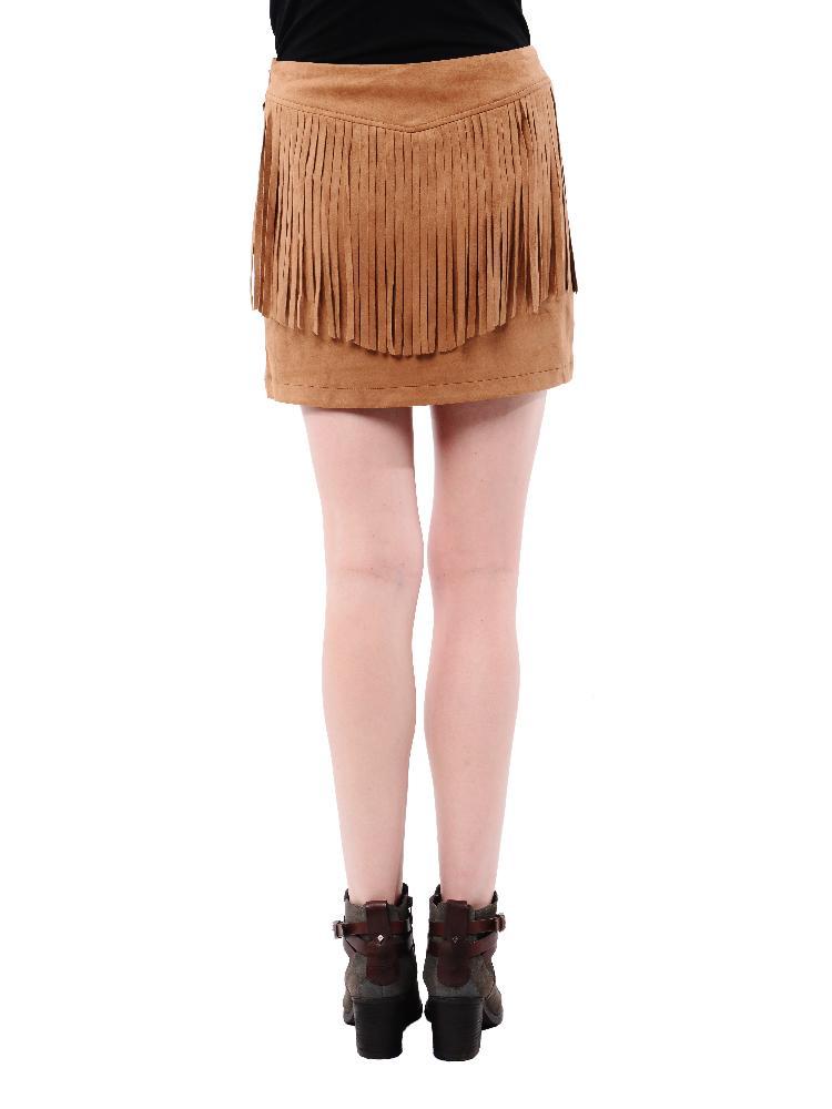 Jack by BB Dakota Eulamay Fringe Faux Suede Skirt